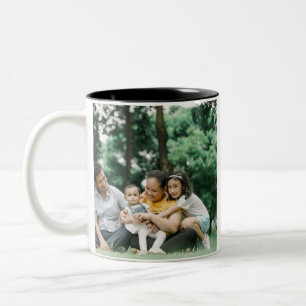 Customized 2 Family Photo Double Sided Template Two-Tone Coffee Mug