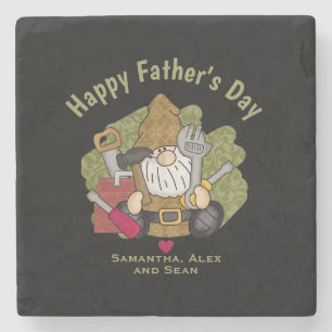 Customized and Personalized Handyman Garden Gnome Stone Coaster