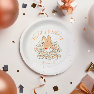 Customized birthday cardboard plate with Rabbit