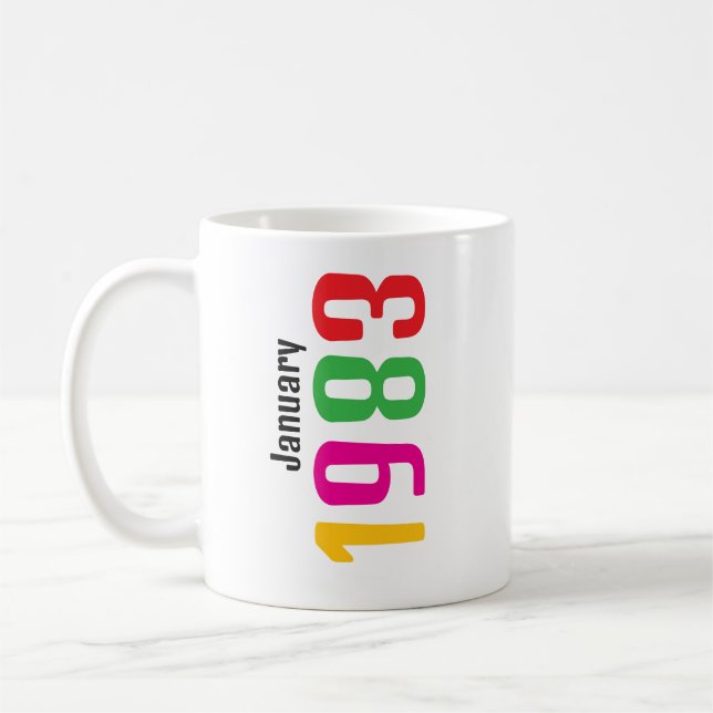 Customized Birthday Month and Year Gift Coffee Mug (Left)