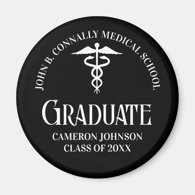 Customized Black Medical School Graduation Party Magnet (Front)
