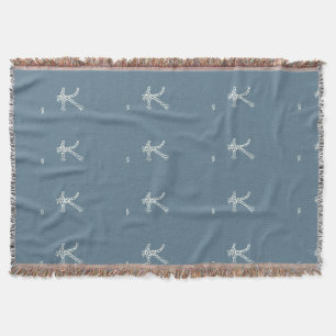 Customized Blue White Rope Knot Monogram Soft Warm Throw Blanket