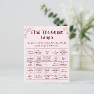 Customized Boho Floral Find The Guest Bingo Game 