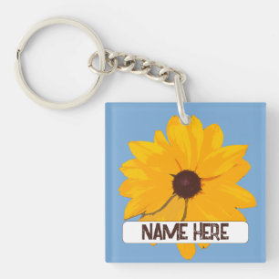 Customized Brown Eyed Susan with Personalized Note Key Ring