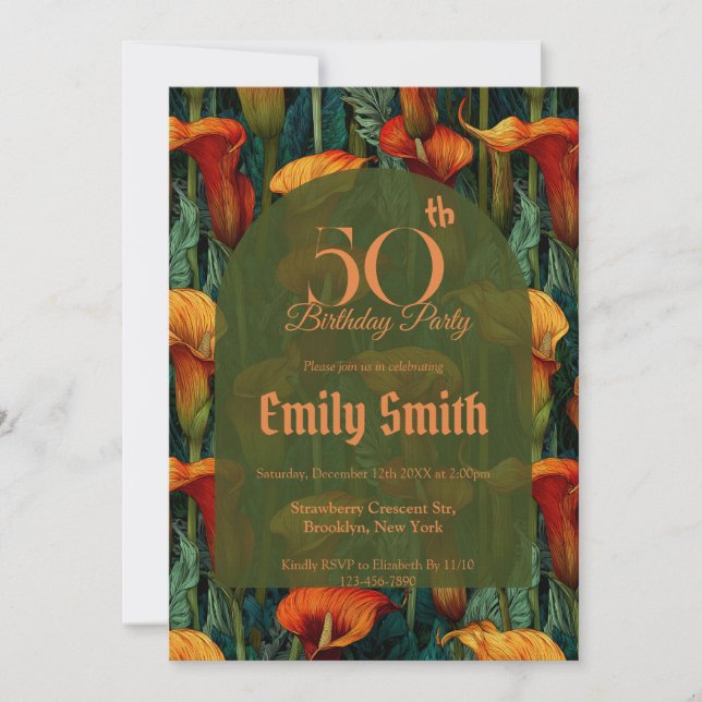 Customized Call Lilies Flower 20Th Birthday Invitation (Front)