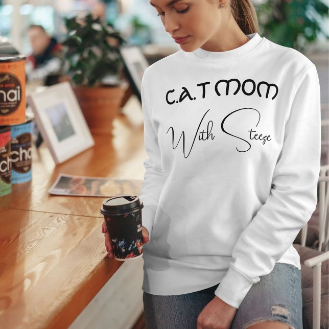 Customized Cat Mom Black Script Funny Pet Lover Sweatshirt (Creator Uploaded)