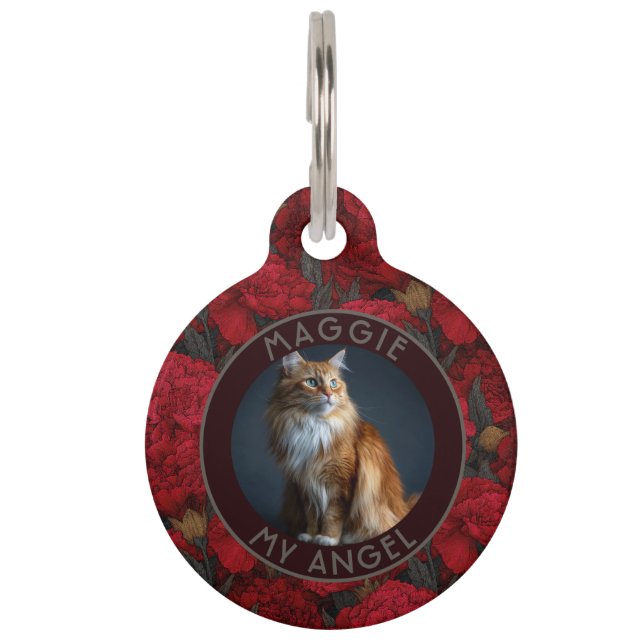 Customized Cat Mom Gift Carnations Flower Pet Tag (Front)