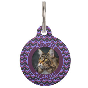Customized Cat Mom Gift Chevron Motif Pet Tag