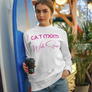 Customized Cat Mom Pink Script Funny Pet Lover Sweatshirt