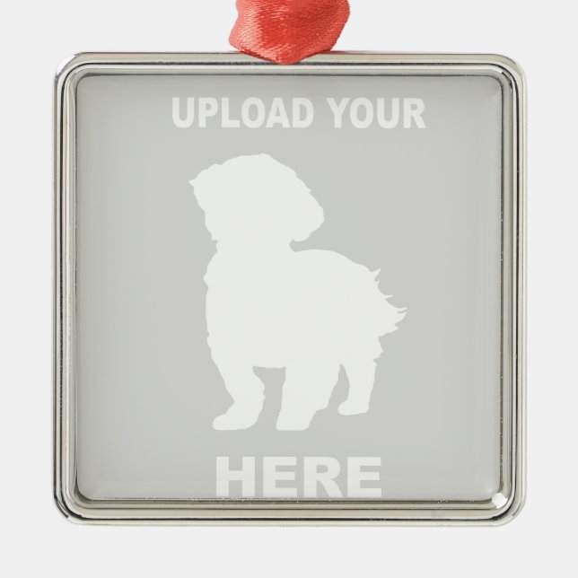 Customized Cavachon Ornament, Pet Photo Metal Tree Decoration (Front)