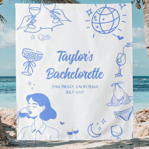 Customized Coastal Beach Bachelorette Party Decor Tapestry