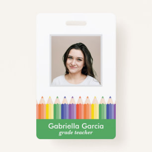 Customized Colorful School Teacher Bar Code ID ID Badge