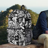 CUSTOMIZED Cool Black White Tropical Leaf Printed