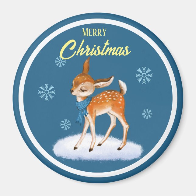 Customized Cute Christmas theme Classic Round Magnet (Front)