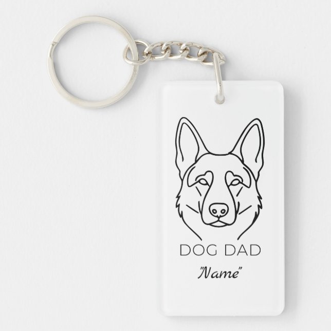 Customized Dog Dad with Name Personalized Dog Papa Key Ring (Front)
