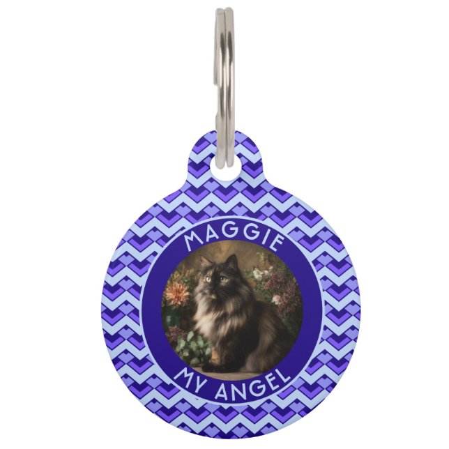 Customized Dog Lover Present Chevron Pattern Pet Tag (Front)