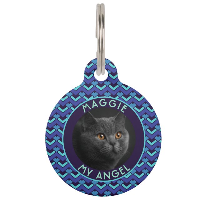 Customized Dog Mom Gift Chevron Pattern Pet Tag (Front)