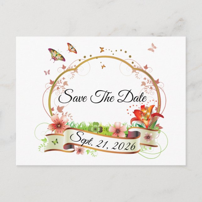 Customized Elegant Save The Date Postcard (Front)