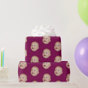 Customized Face 1st 10th 20th 30th Birthday Party Wrapping Paper