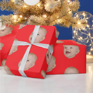 Customized Face 1st 10th 20th 30th Birthday Party Wrapping Paper