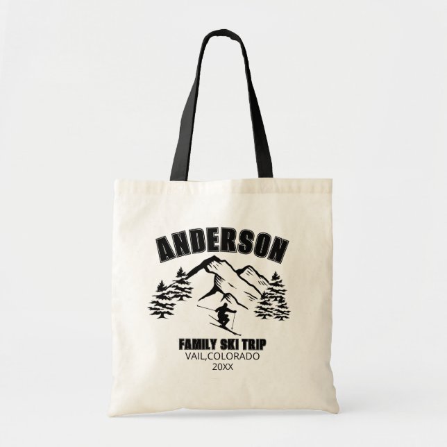 Customized Family Ski Trip Men's Basic T-Shirt Tote Bag (Front)