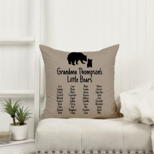 Customized Gift With Grandkid's Names Grandma Bear Cushion