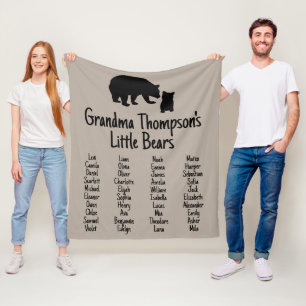 Customized Gift With Grandkid's Names Grandma Bear Fleece Blanket