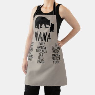 Customized Gift With Grandkid's Names Nana Bear Apron
