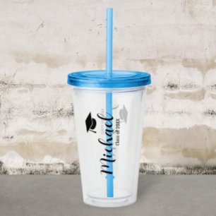 Customized graduation mug with lid acrylic tumbler
