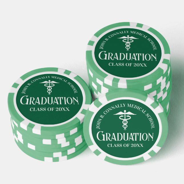 Customized Green Medical School Graduation Party Poker Chips (Stack)