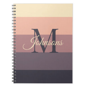 Customized Initials Monogram For Purple ColorBlock Notebook