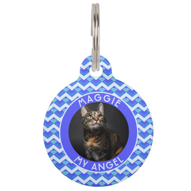 Customized Kitten Owner Gift Chevron Pet Tag (Front)