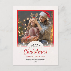 Customized Merry Christmas & Happy New Year Photo  Holiday Postcard
