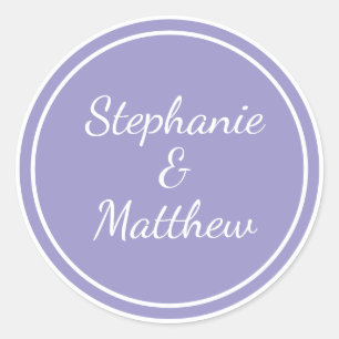 Customized Minimalist Modern Wedding Bride Groom  Classic Round Sticker