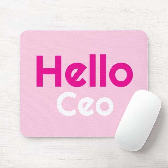 Customized Modern Elegant Pink Hello Ceo Girl Gift Mouse Pad (With Mouse)