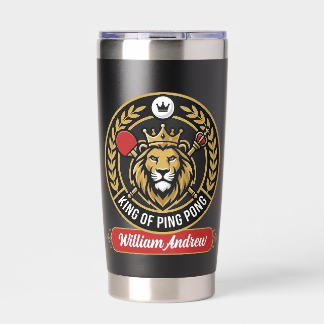 Customized Modern king Of Ping Pong Name Insulated Tumbler (Front)