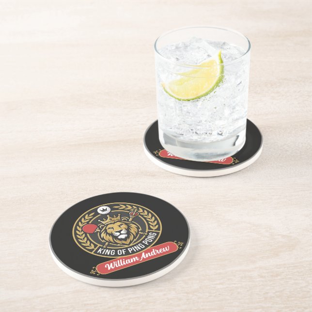 Customized Modern king Of Ping Pong Player name  Coaster (Side)