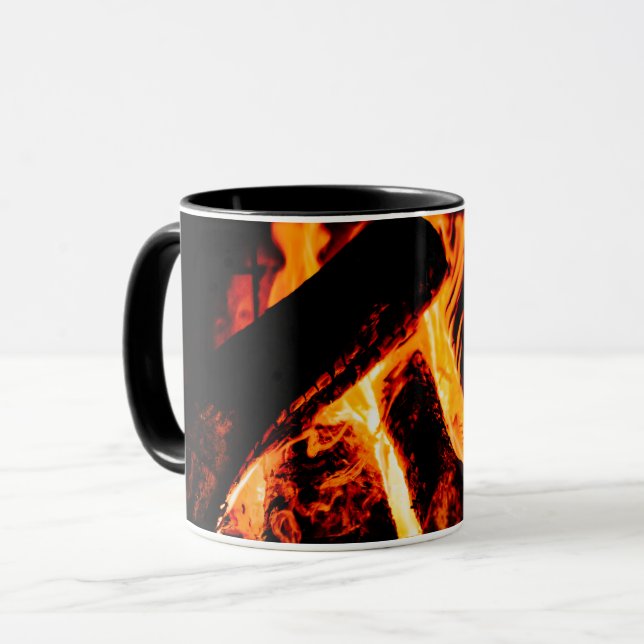 Customized mug with fireplace fire photo (Front Left)