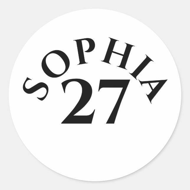 Customized Name and Number Classic Round Sticker (Front)