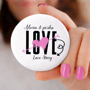 Customized name love pin button bottle opener