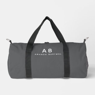 Customized Name Stylish Elegant Modern Grey Gym Duffle Bag