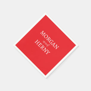 CUSTOMIZED NAME STYLISH MODERN CLASSIC RED WEDDING NAPKIN