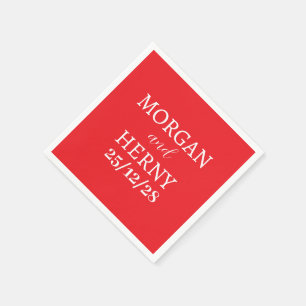 CUSTOMIZED NAME STYLISH MODERN CLASSIC RED WEDDING NAPKIN