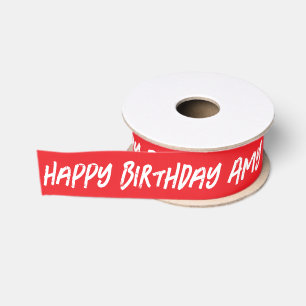 CUSTOMIZED NAME STYLISH MODERN HAPPY BIRTHDAY GROSGRAIN RIBBON