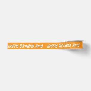 CUSTOMIZED NAME STYLISH MODERN HAPPY BIRTHDAY GROSGRAIN RIBBON