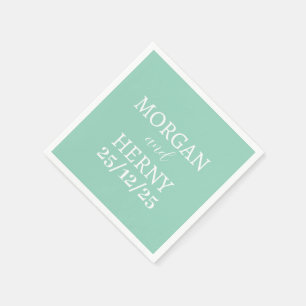 CUSTOMIZED NAME STYLISH MODERN LIGHT TEAL WEDDING NAPKIN