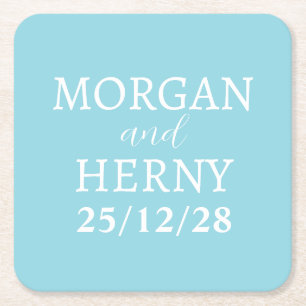 CUSTOMIZED NAME STYLISH MODERN MINIMAL WEDDING SQUARE PAPER COASTER