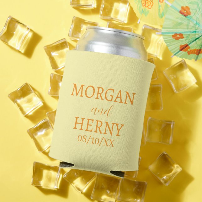 CUSTOMIZED NAME STYLISH MODERN WEDDING  CAN COOLER (In Situ Summer)