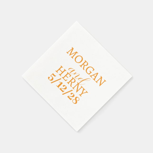 CUSTOMIZED NAME STYLISH MODERN WHITE WEDDING NAPKIN (Corner)