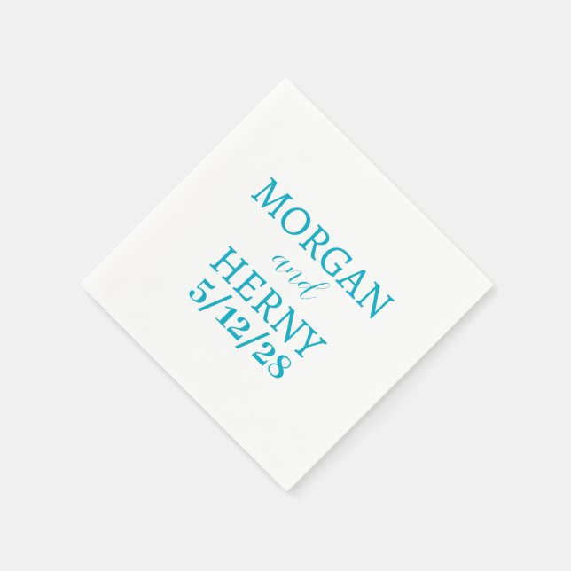 CUSTOMIZED NAME STYLISH MODERN WHITE WEDDING NAPKIN (Corner)